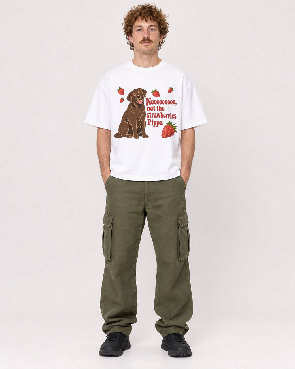 Mockup Boxy Heavyweight Tee White male full-body 09