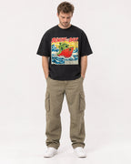 Mockup Boxy Heavyweight Tee Black male full-body 08