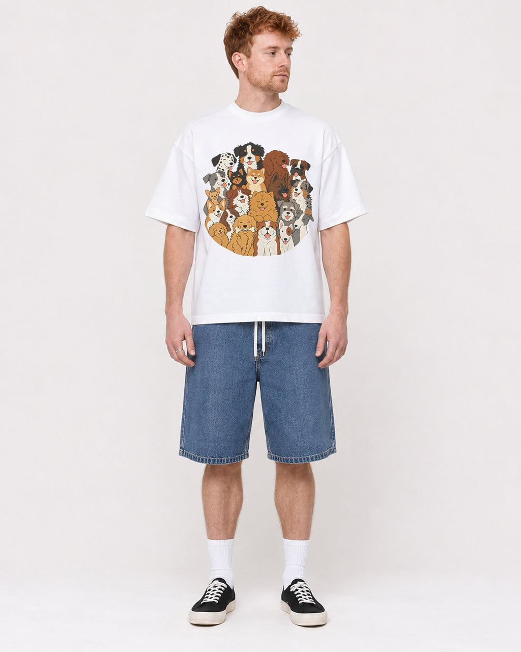 Mockup Boxy Heavyweight Tee White male full-body 38