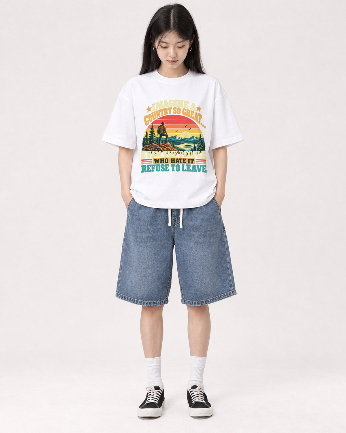 Mockup Boxy Heavyweight Tee White female full-body 01
