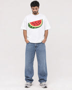 Mockup Boxy Heavyweight Tee White male full-body 07