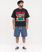 Mockup Boxy Heavyweight Tee Black male full-body 07