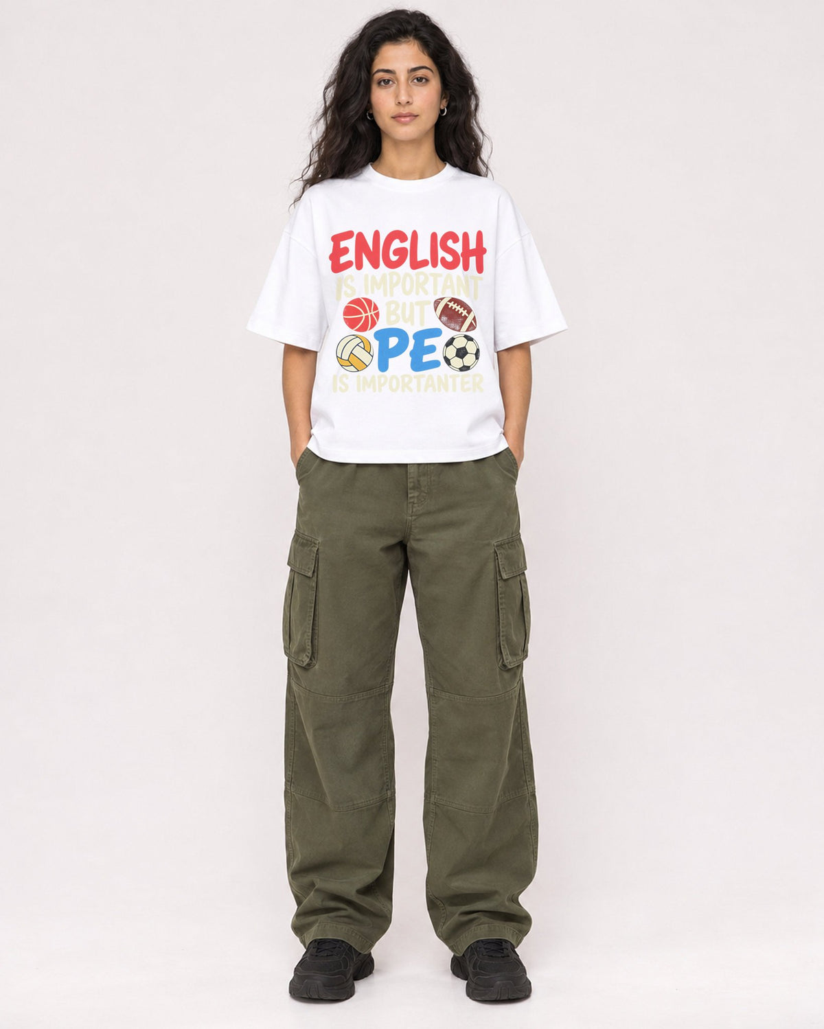 Mockup Boxy Heavyweight Tee White female full-body 07