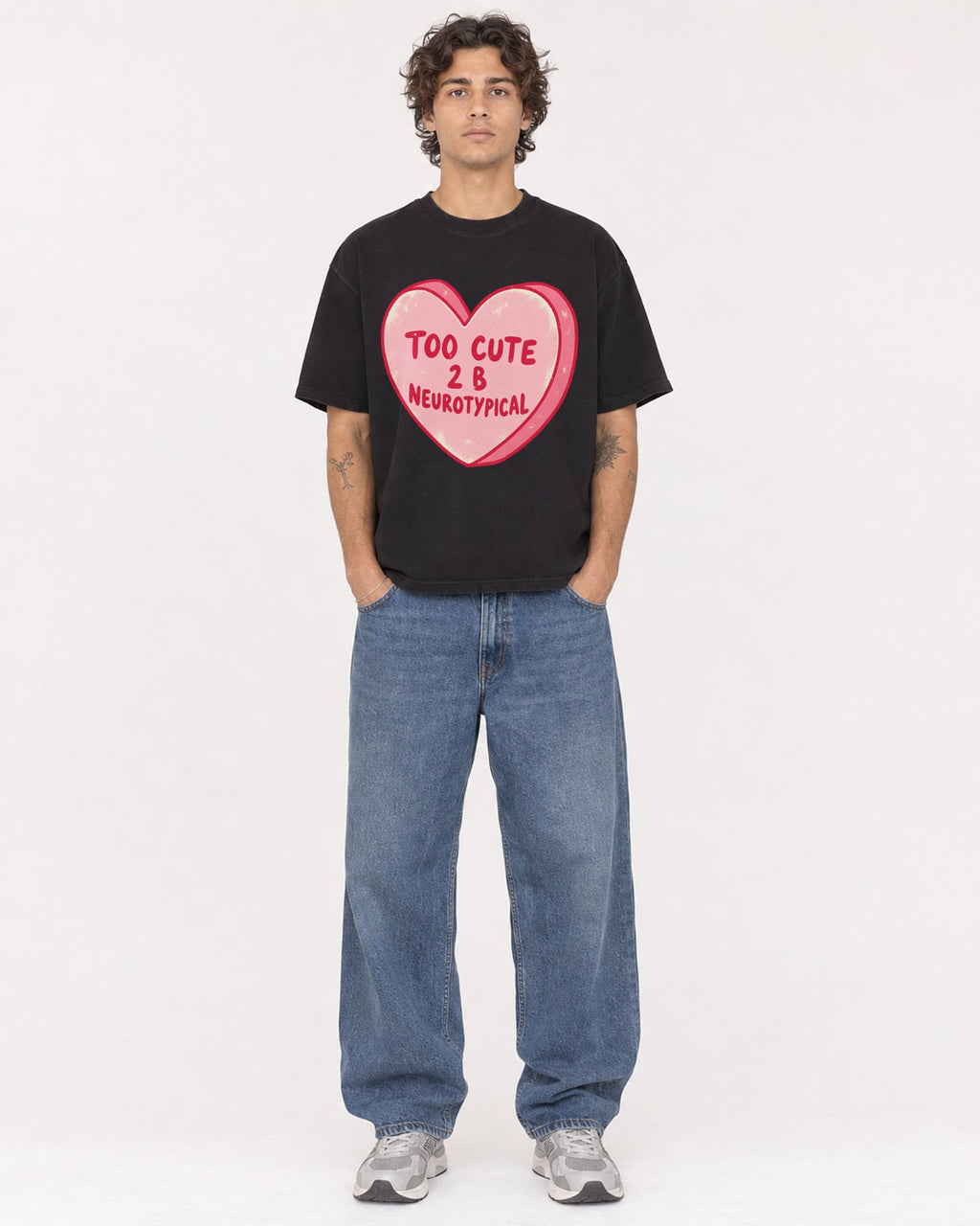 Mockup Boxy Heavyweight Tee Black male full-body 30