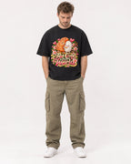 Mockup Boxy Heavyweight Tee Black male full-body 08