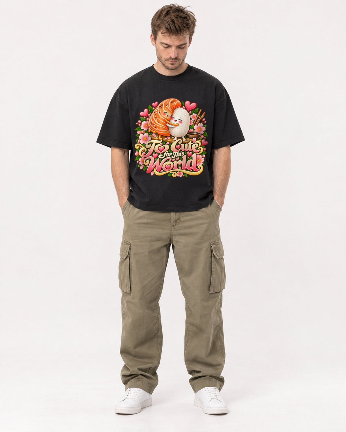Mockup Boxy Heavyweight Tee Black male full-body 08