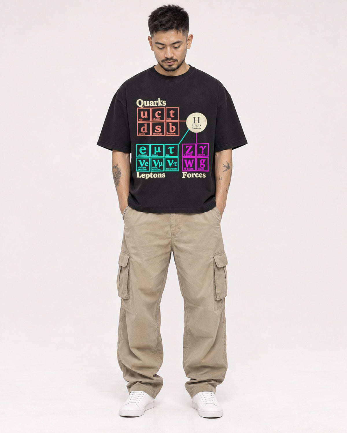 Mockup Boxy Heavyweight Tee Black male full-body 12