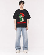 Mockup Boxy Heavyweight Tee Black male full-body 01