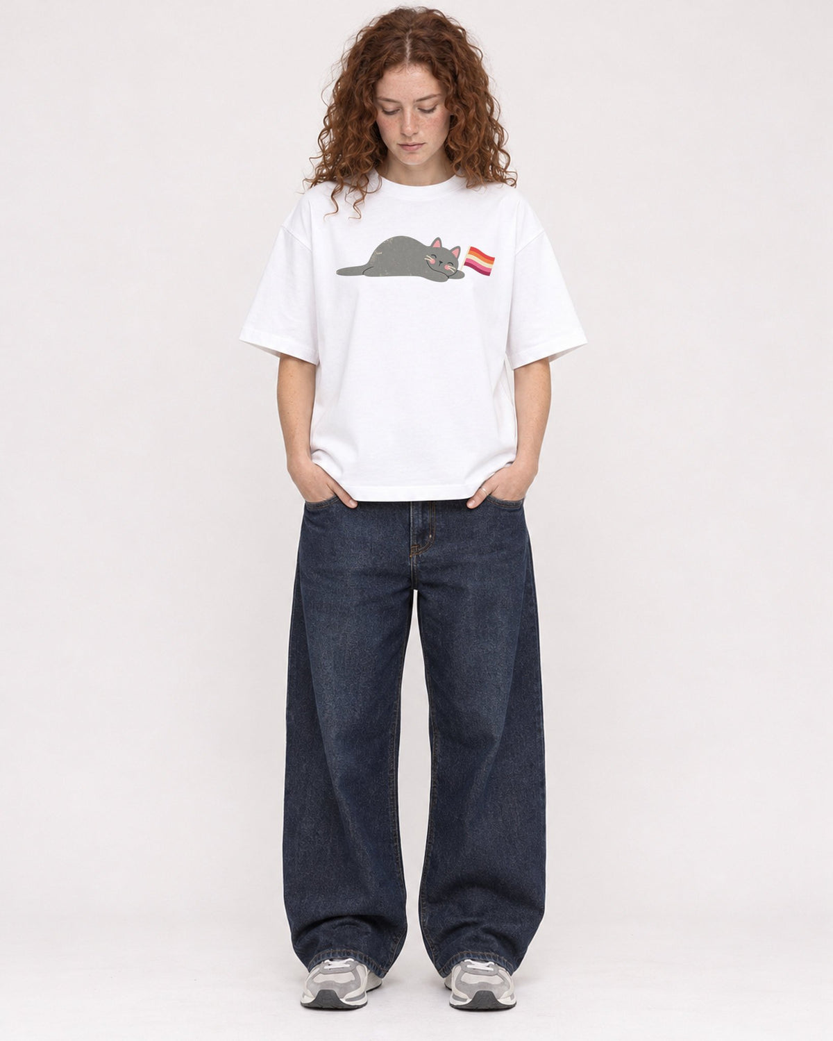 Mockup Boxy Heavyweight Tee White female full-body 09