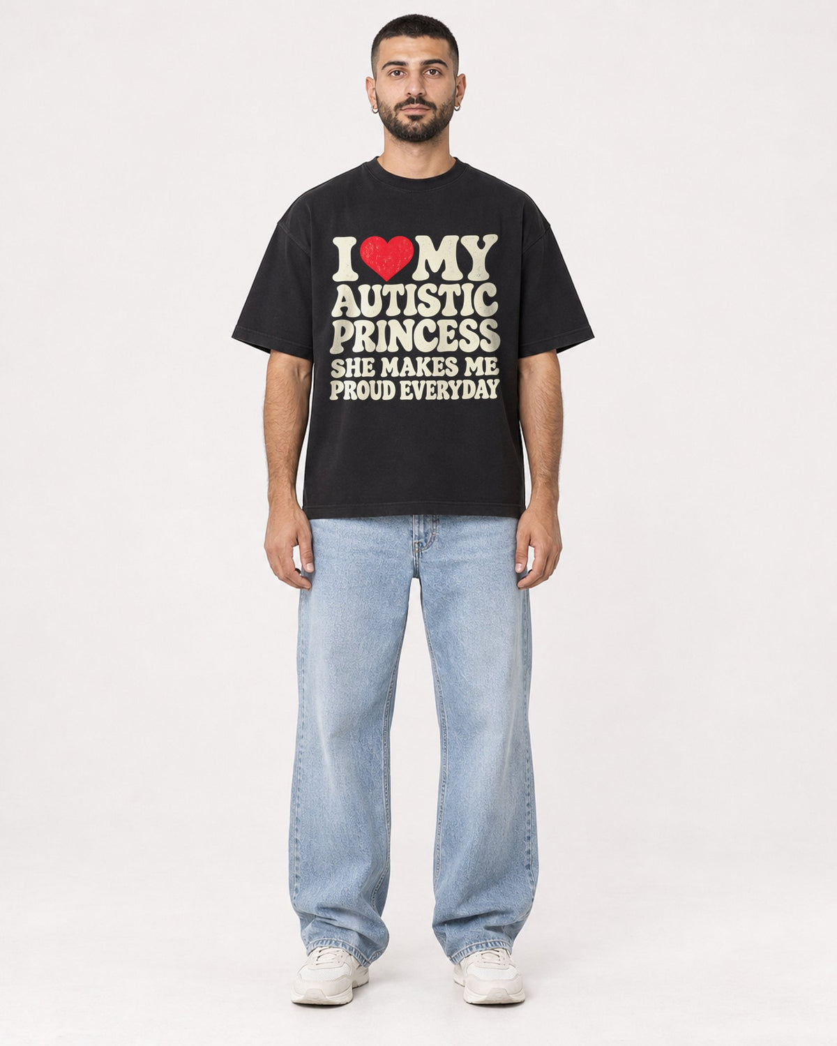 Mockup Boxy Heavyweight Tee Black male full-body 37