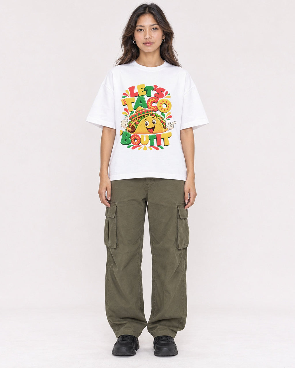 Mockup Boxy Heavyweight Tee White female full-body 02