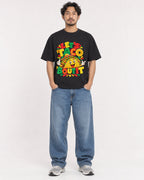 Mockup Boxy Heavyweight Tee Black male full-body 02