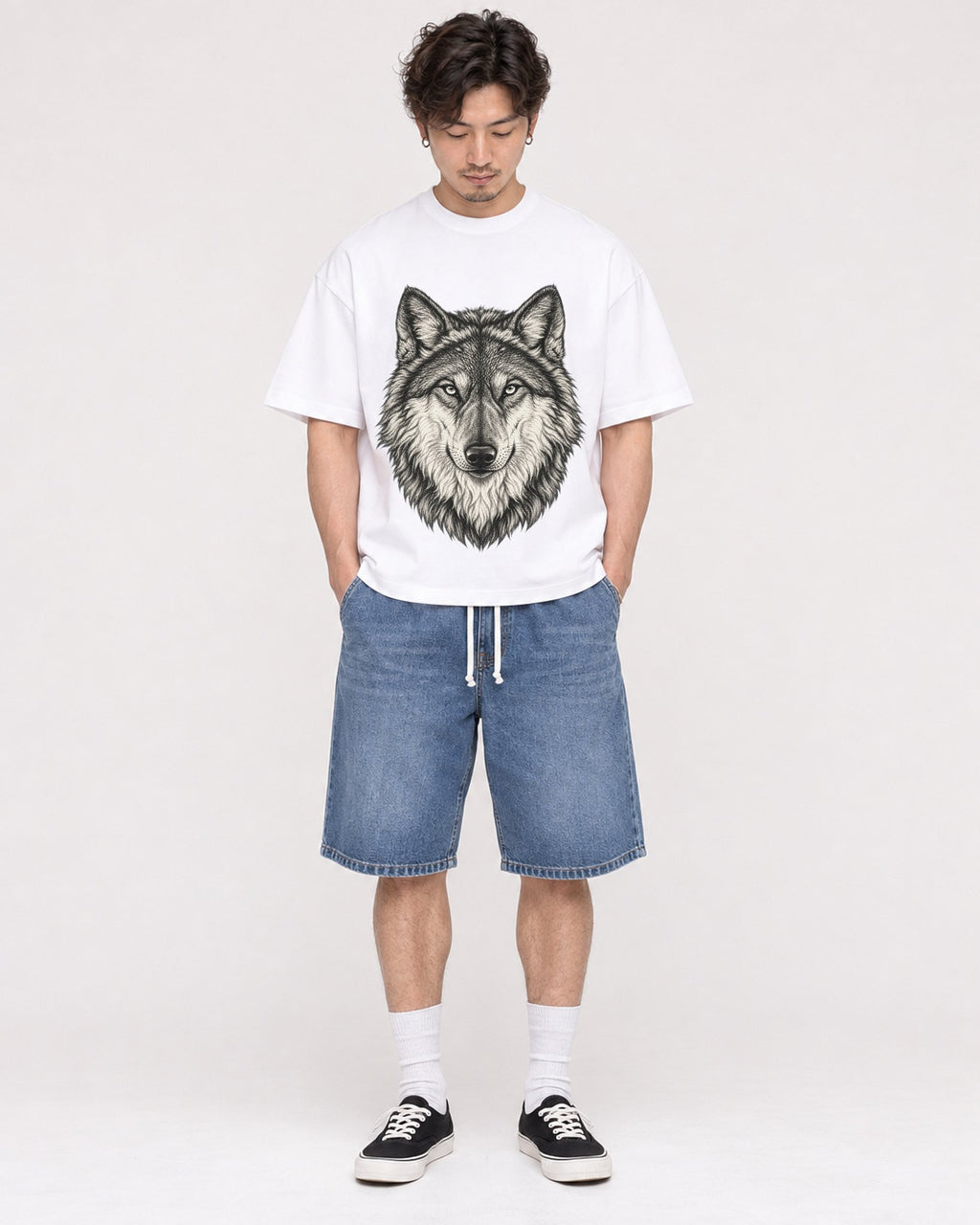 Mockup Boxy Heavyweight Tee White male full-body 03