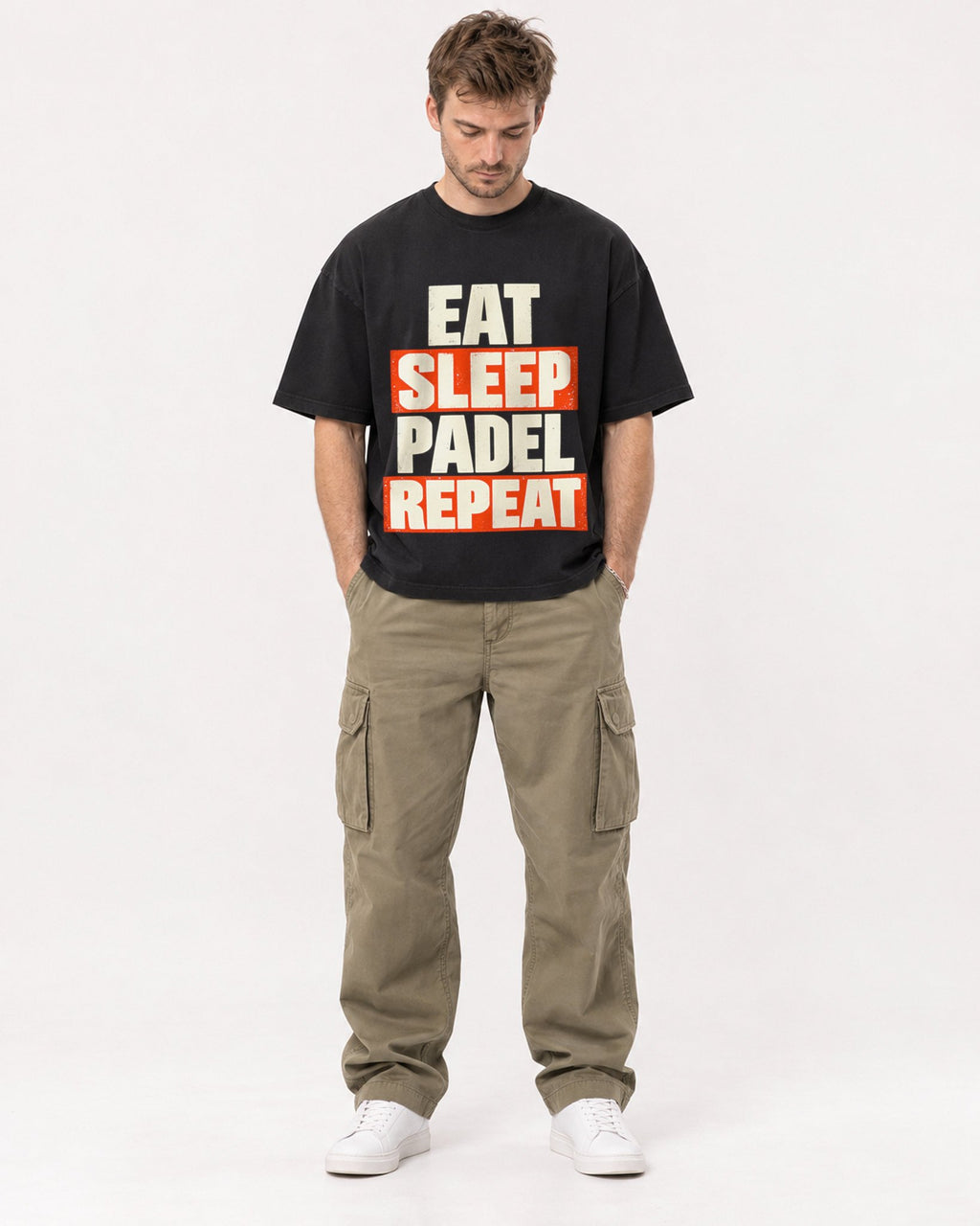Mockup Boxy Heavyweight Tee Black male full-body 08