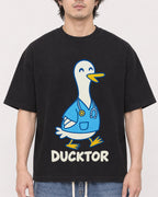 Mockup Boxy Heavyweight Tee Black male close-up 03