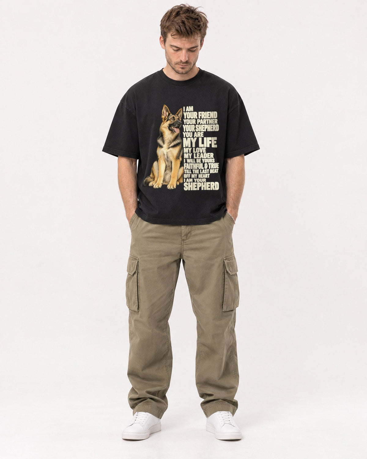 Mockup Boxy Heavyweight Tee Black male full-body 08