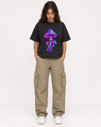 Mockup Boxy Heavyweight Tee Black female full-body 06