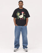 Mockup Boxy Heavyweight Tee Black male full-body 14