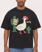 Mockup Boxy Heavyweight Tee Black male close-up 14
