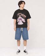 Mockup Boxy Heavyweight Tee Black male full-body 03