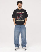 Mockup Boxy Heavyweight Tee Black male full-body 42