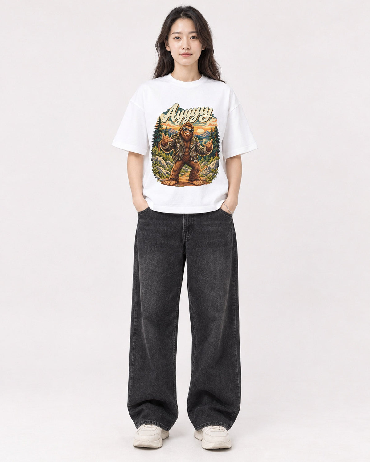 Mockup Boxy Heavyweight Tee White female full-body 03