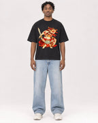 Mockup Boxy Heavyweight Tee Black male full-body 05