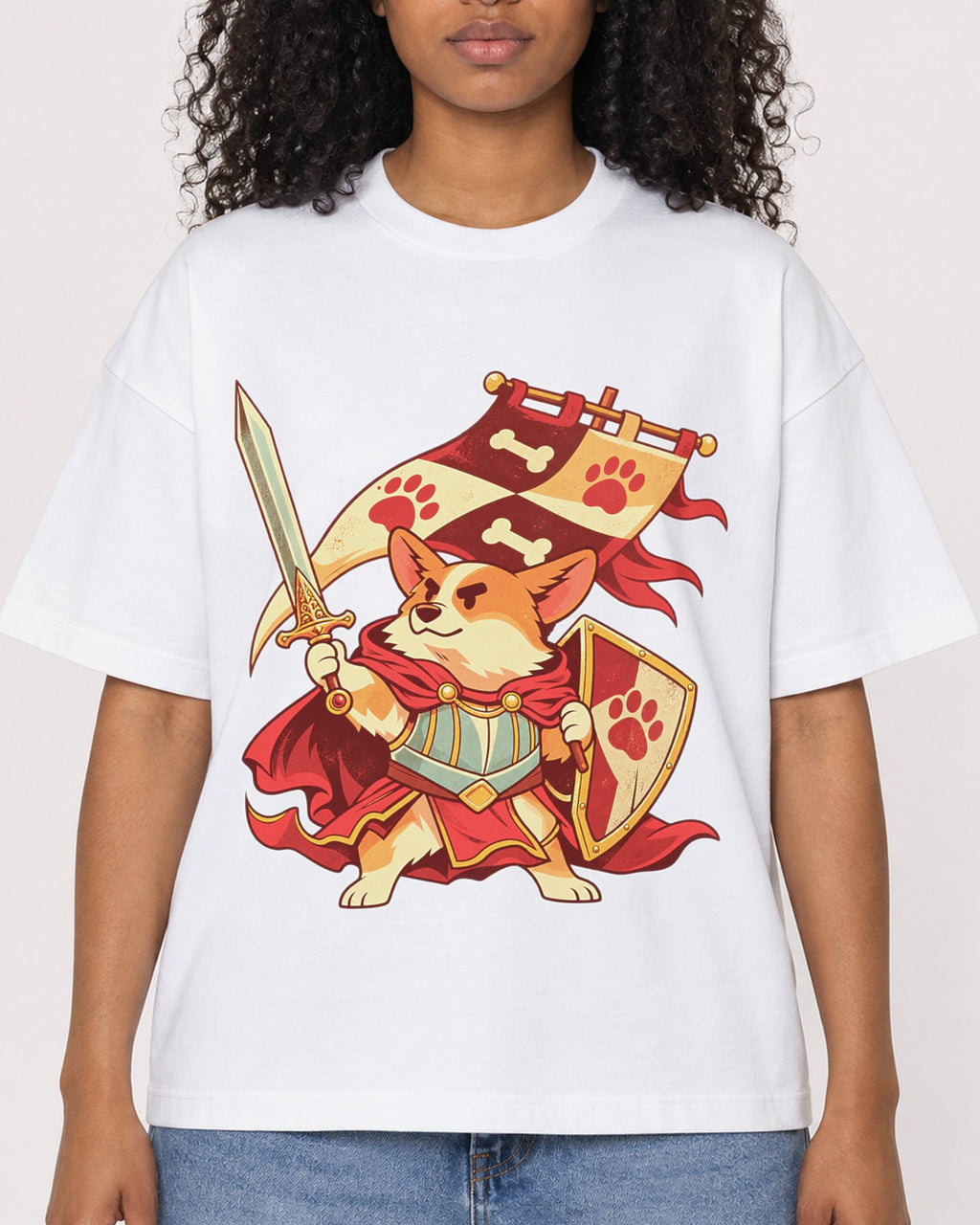 Mockup Boxy Heavyweight Tee White female close-up 05