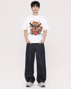 Mockup Boxy Heavyweight Tee White male full-body 01