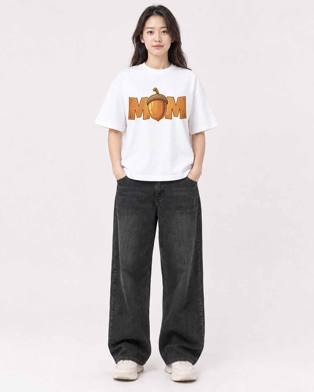 Mockup Boxy Heavyweight Tee White female full-body 03