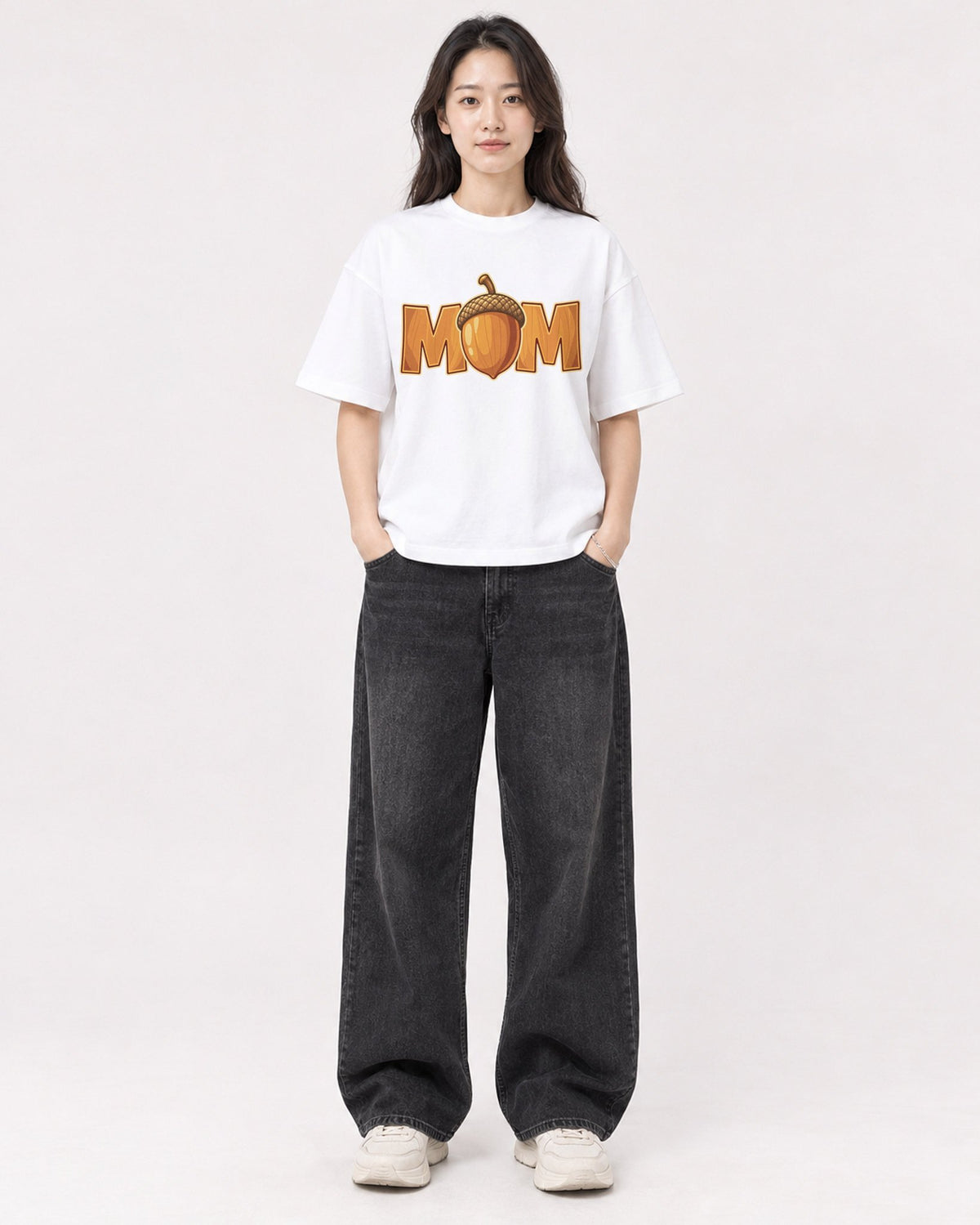 Mockup Boxy Heavyweight Tee White female full-body 03