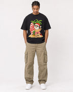Mockup Boxy Heavyweight Tee Black male full-body 40