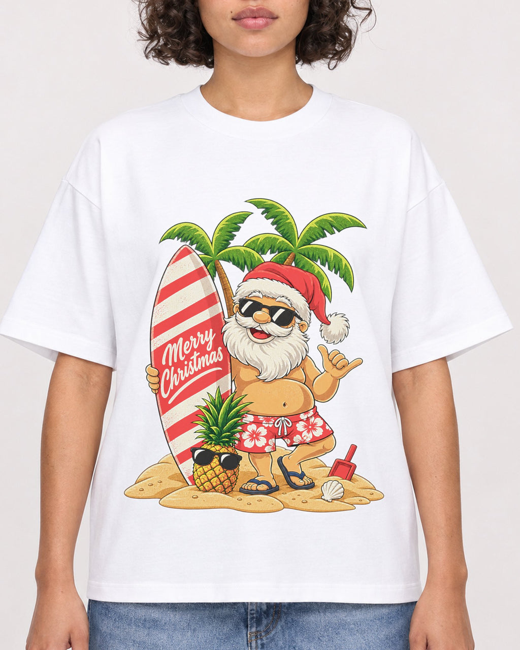 Mockup Boxy Heavyweight Tee White female close-up 40