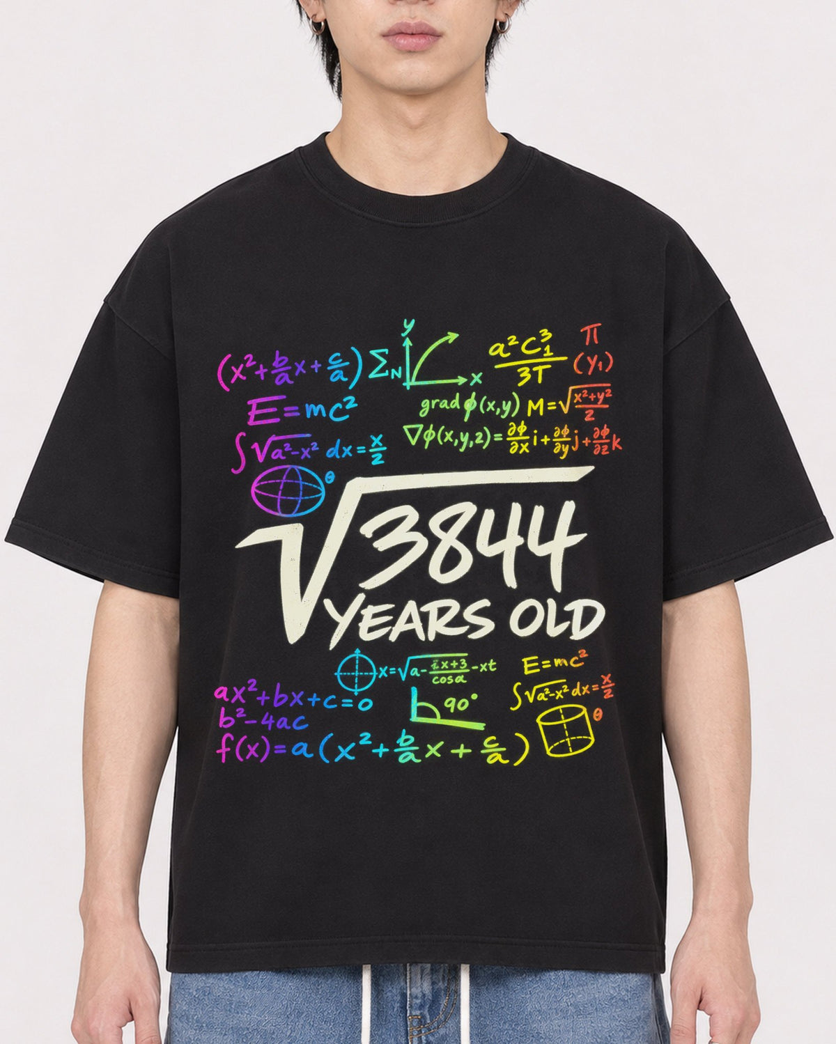 Mockup Boxy Heavyweight Tee Black male close-up 11