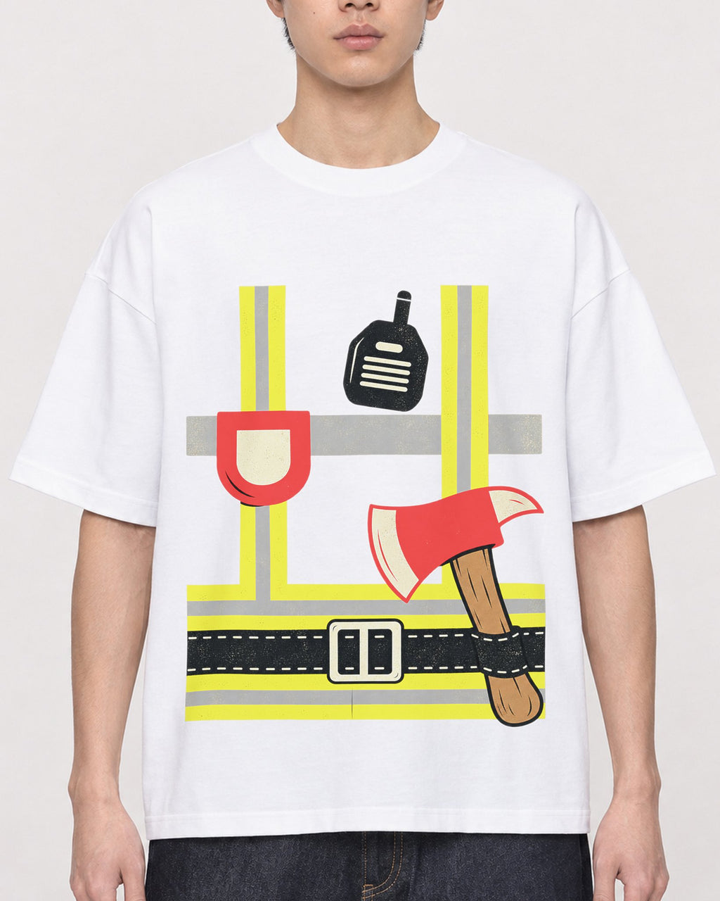 Mockup Boxy Heavyweight Tee White male close-up 01