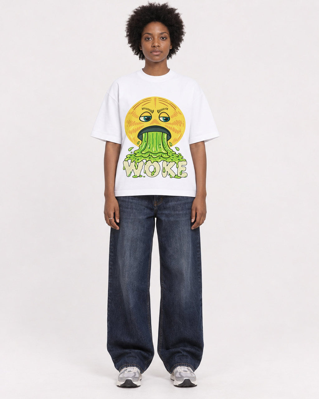 Mockup Boxy Heavyweight Tee White female full-body 14
