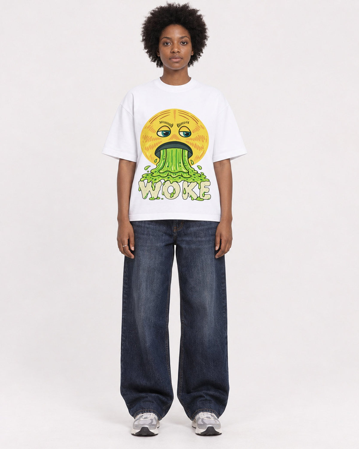 Mockup Boxy Heavyweight Tee White female full-body 14