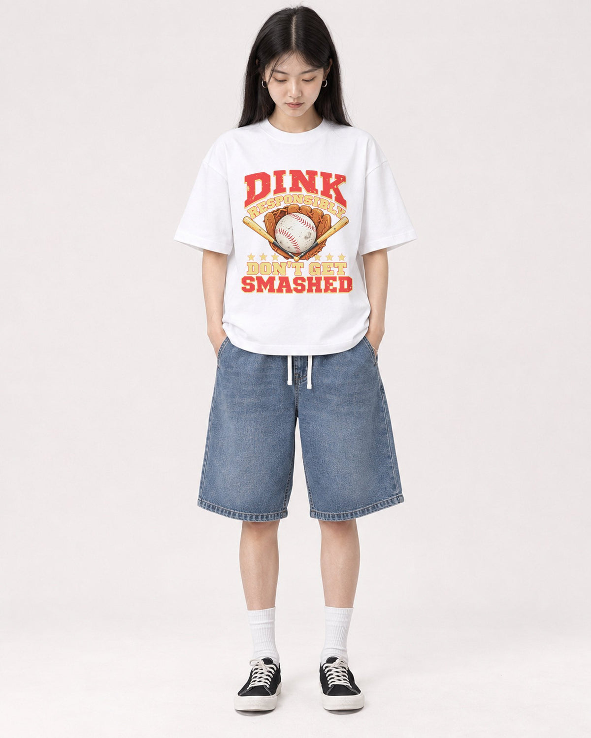 Mockup Boxy Heavyweight Tee White female full-body 01