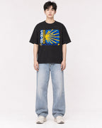 Mockup Boxy Heavyweight Tee Black male full-body 01