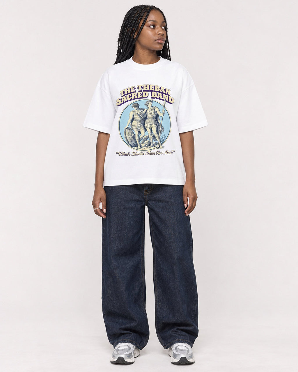Mockup Boxy Heavyweight Tee White female full-body 04