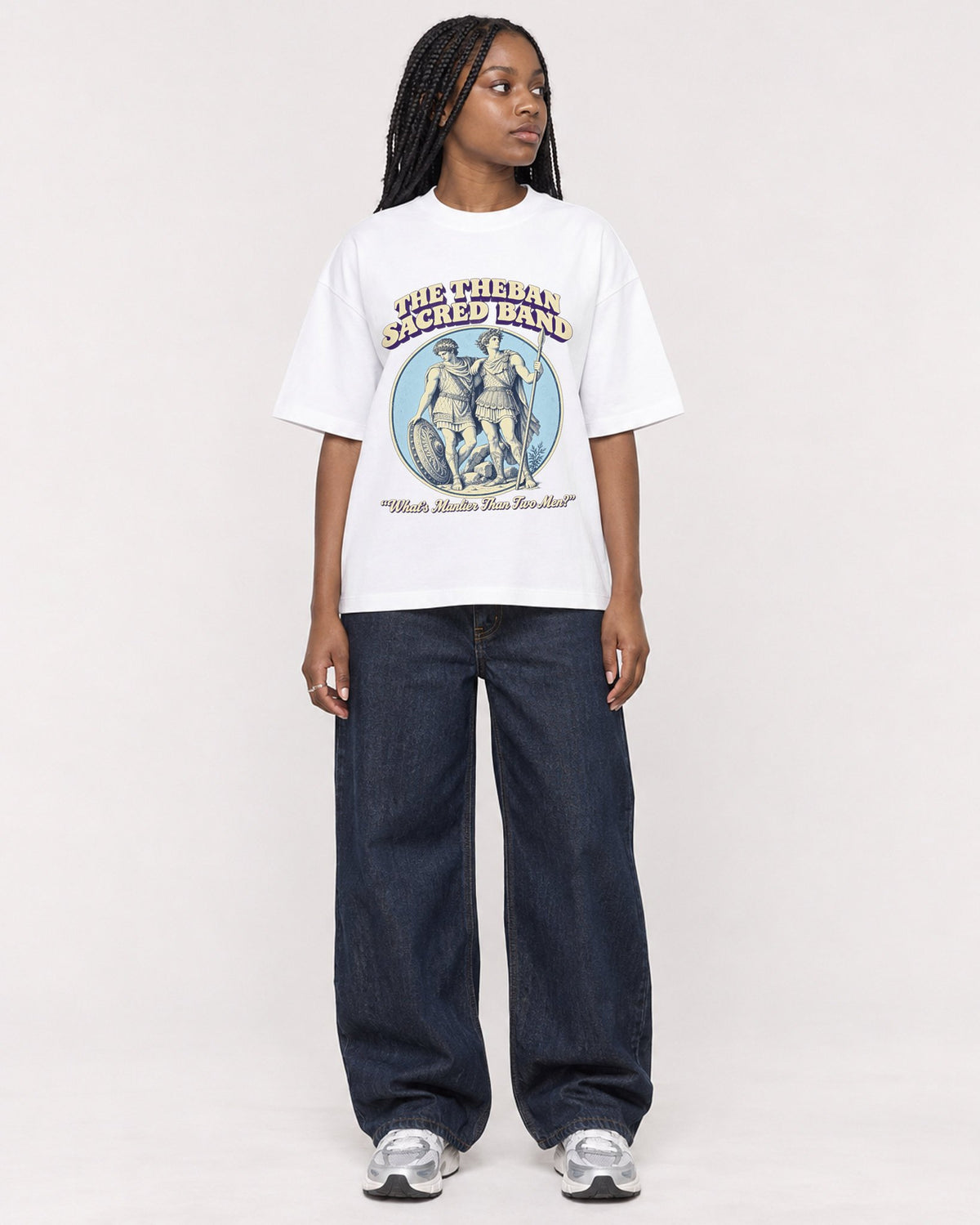 Mockup Boxy Heavyweight Tee White female full-body 04