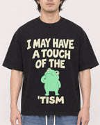 Mockup Boxy Heavyweight Tee Black male close-up 03