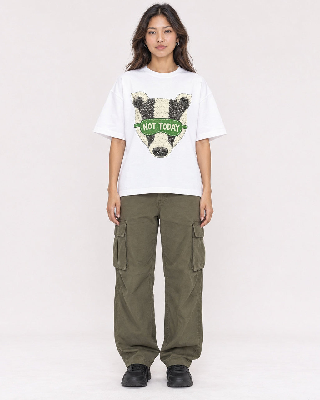 Mockup Boxy Heavyweight Tee White female full-body 02