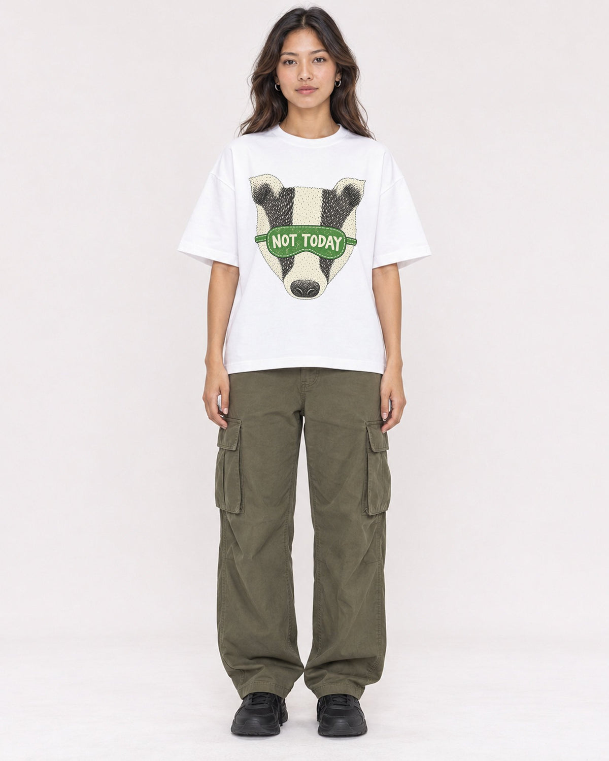 Mockup Boxy Heavyweight Tee White female full-body 02