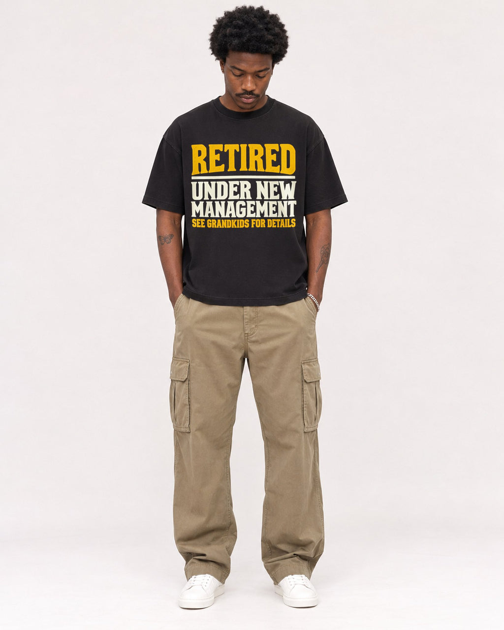 Mockup Boxy Heavyweight Tee Black male full-body 24