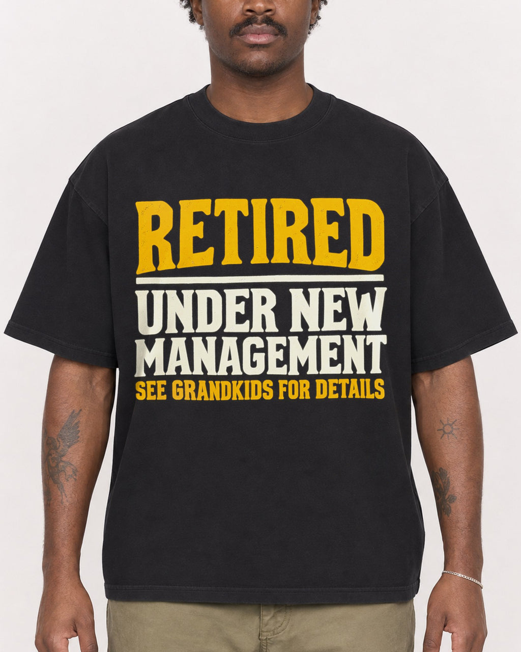 Mockup Boxy Heavyweight Tee Black male close-up 24