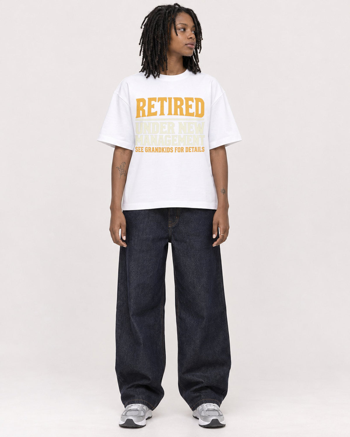 Mockup Boxy Heavyweight Tee White female full-body 24