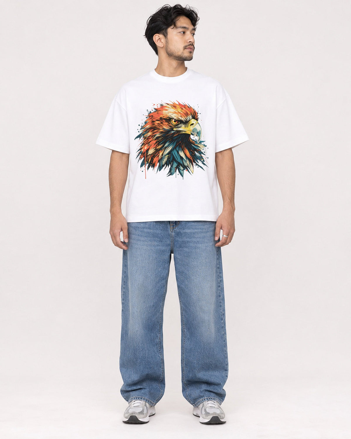 Mockup Boxy Heavyweight Tee White male full-body 02