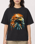 Mockup Boxy Heavyweight Tee Black female close-up 02