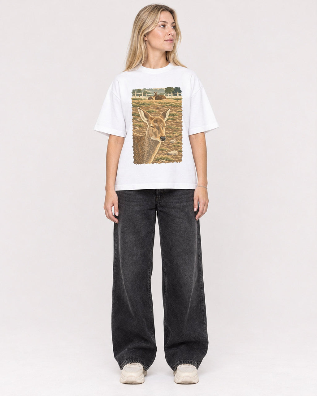 Mockup Boxy Heavyweight Tee White female full-body 08